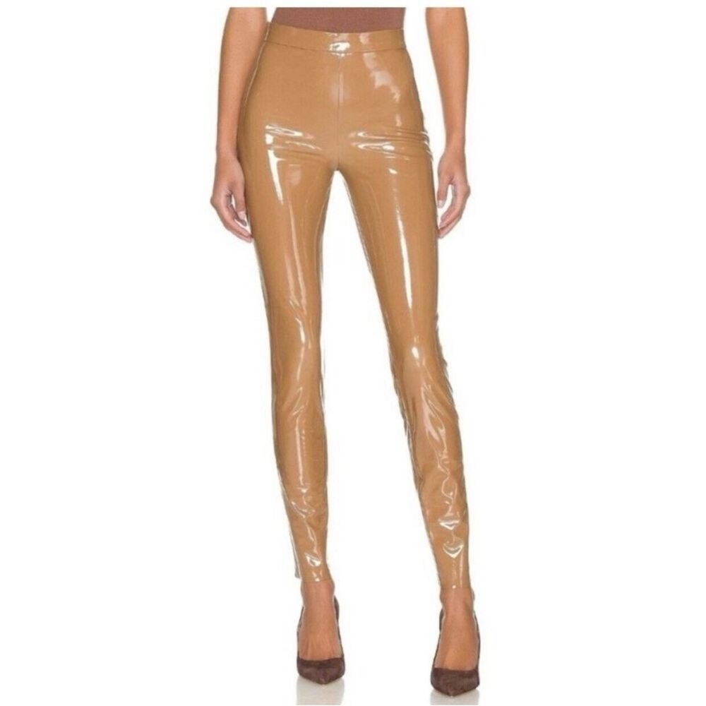 Alice + Olivia Maddox Faux Patent Leather Camel Leggings Size 4